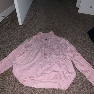 Pink button down top